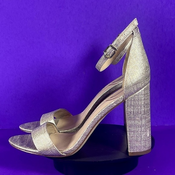 Sam Edelman Women's Metallic Gold Ankle Strap Block Heel Sandals Shoe Size 9.5 - Picture 4 of 9